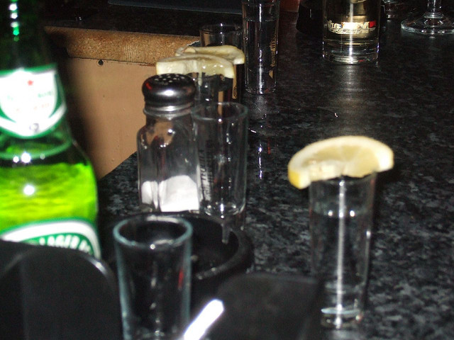 blurry tequila shots