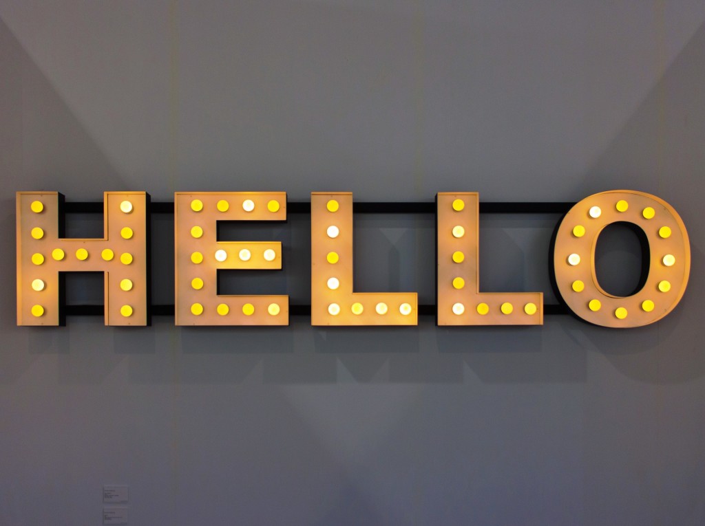 HELLO light art installation