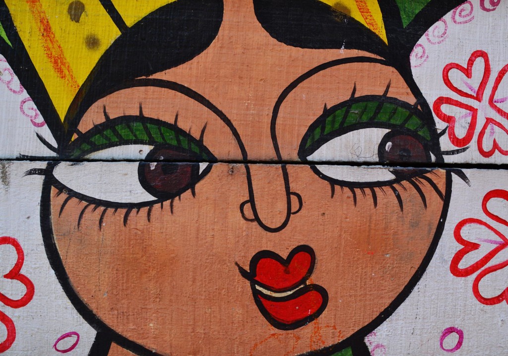 graffiti woman, red lipstick
