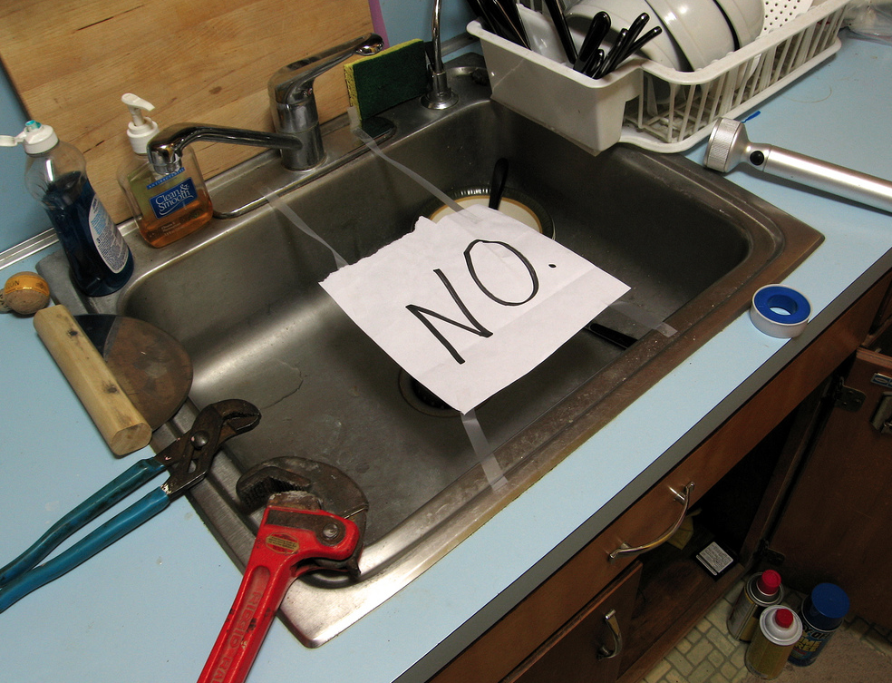 "The sink is experiencing technical difficulties. Please stand by." Photo by Keith. Sometimes I am this sink.