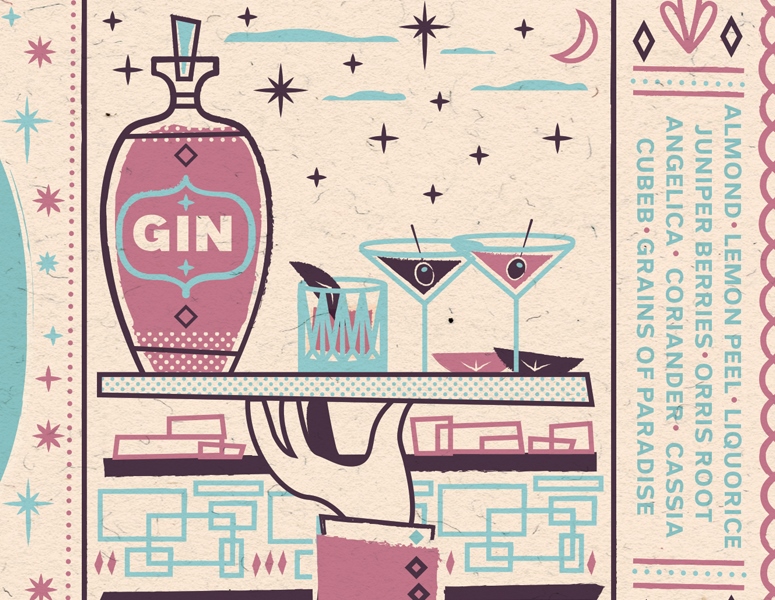 classy illustration of gin and martinis