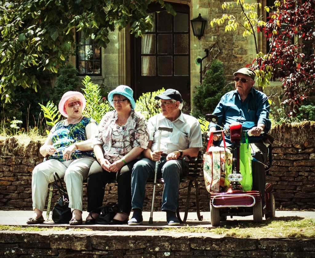 old folks hanging out on a bench