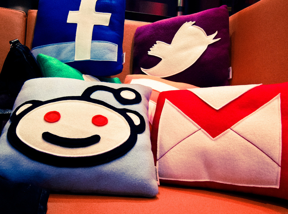 Social media pillows. Photo by Nan Palmero.
