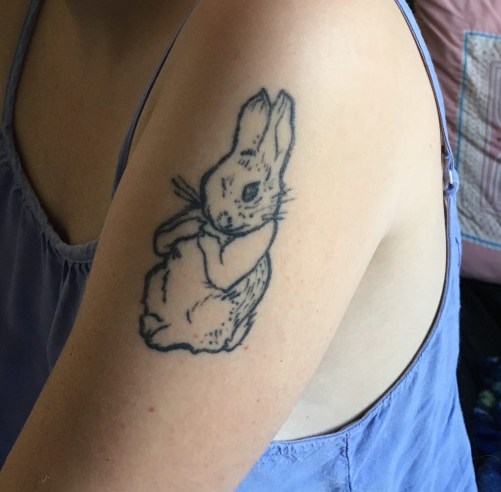 fairytale garden rabbits tattoo by Aubrey Mennella TattooNOW