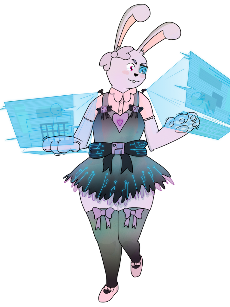 Hacker bun designed by Jade Lejeck, @pixeljadeart.